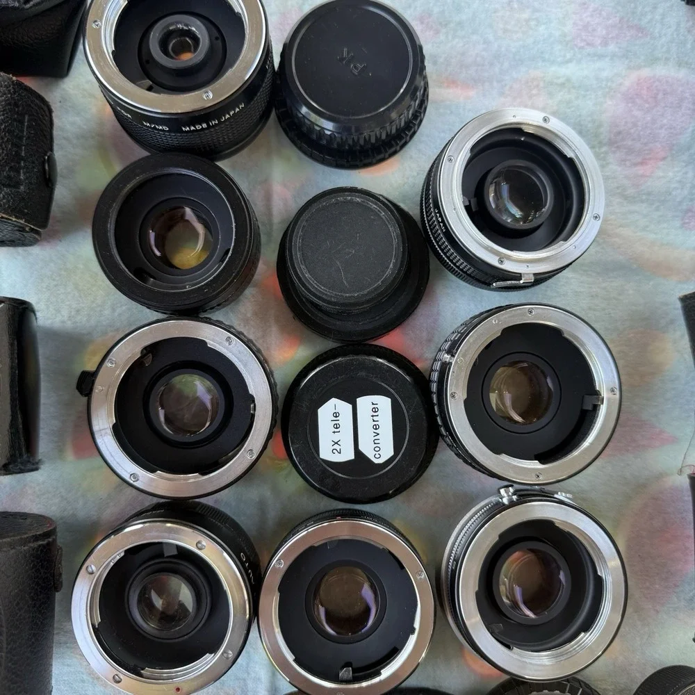 100+ Piece Lot of Camera Lenses,Filters,Extensions, Accessories & Flash-Untested